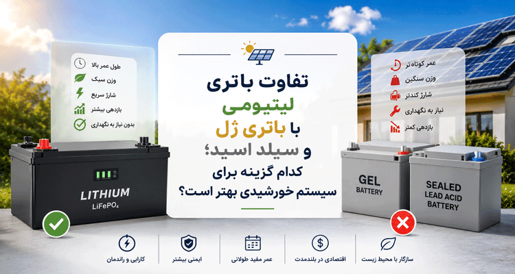 تفاوت باتری لیتیومی با باتری ژل و سیلد اسید؛ کدام گزینه برای سیستم خورشیدی بهتر است؟